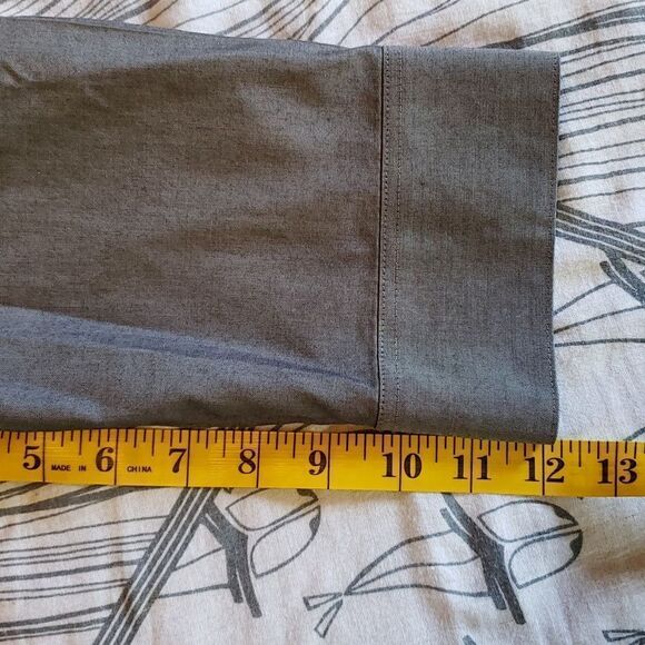 FOXCROFT Gray Office 3/4 Sleeve Non-Iron Fitted Collared Cotton Button-Up 12P - Picture 3 of 11
